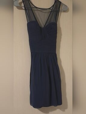 BCBGMAXAZRIA Phoebe Silk Dress Navy (4)